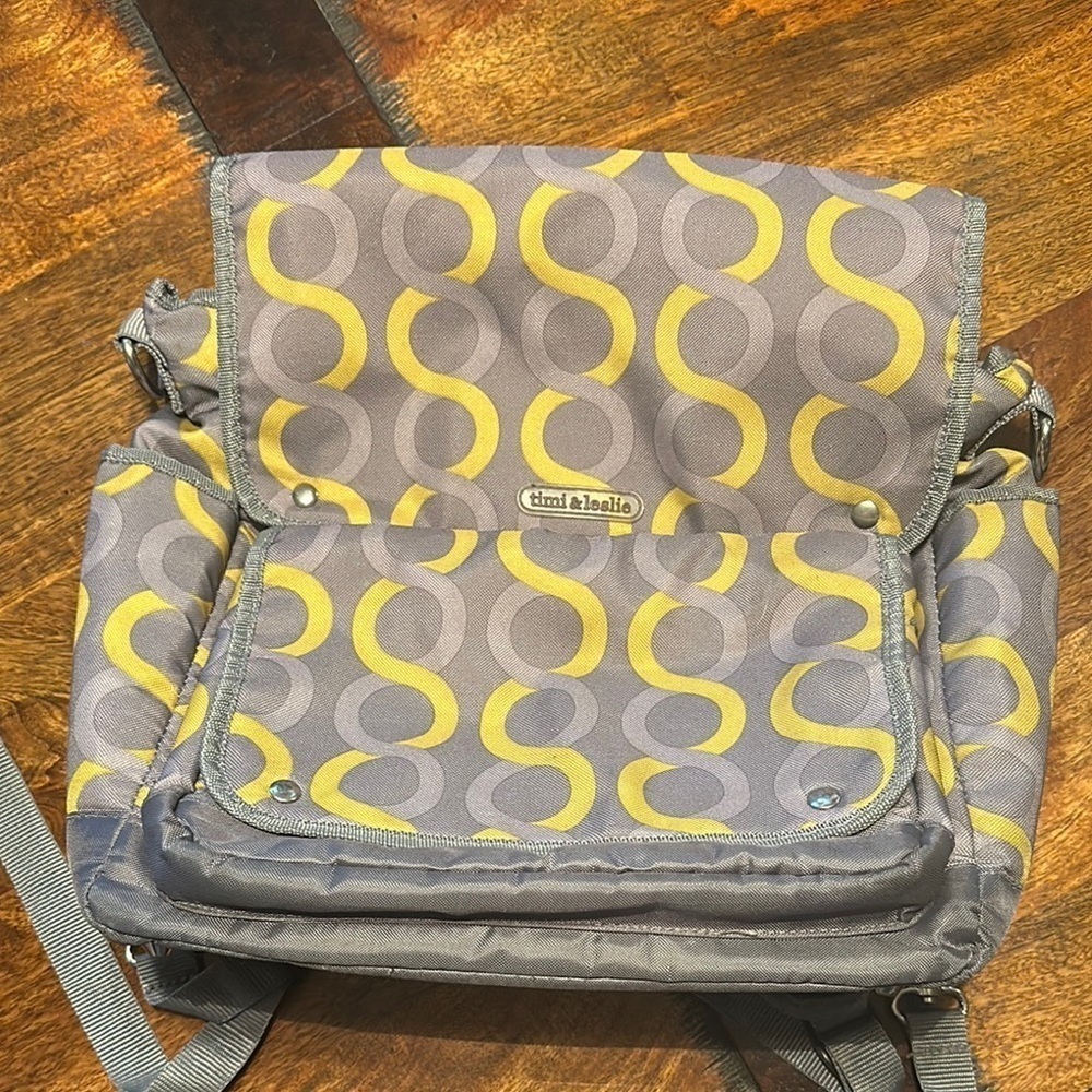 Timi & Leslie Gray and Yellow Diaper Bag EUC